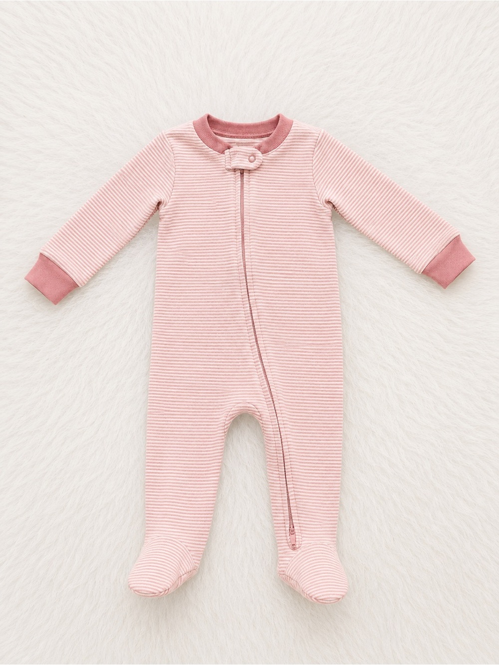 Carter's Dusty Pink Ribbed Footed One-Piece